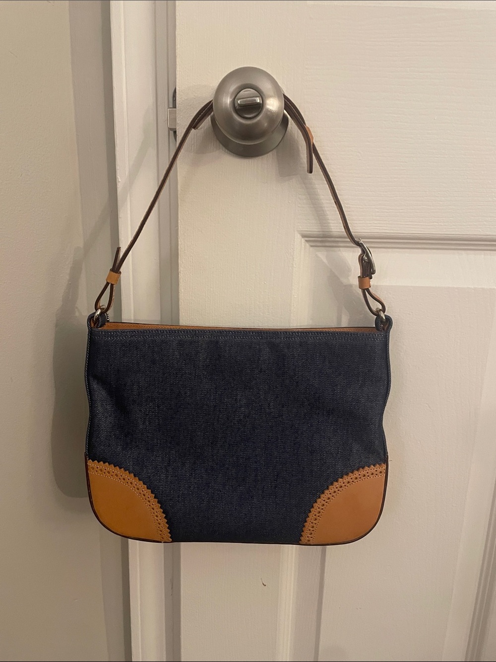Coach Vintage Denim and Vachetta Leather Shoulder Bag Style 8141